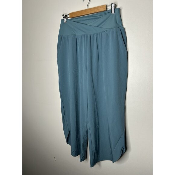Halara Breezeful Blue High Rise Crossover Waist Cropped Pants Size Large Petite - Picture 2 of 9